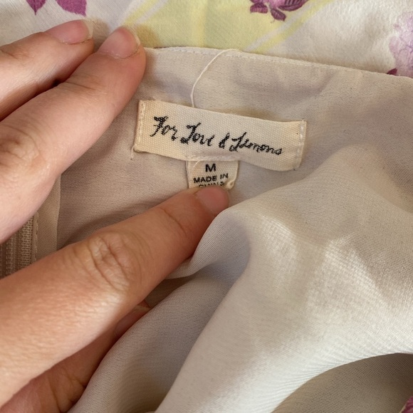 For love and lemons / Atlanta yellow purple puff sleeve floral  Mini Dress M - Picture 6 of 7